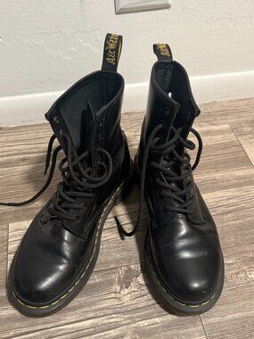 Dr. Martens 1460 Black Smooth Leather Lace Up Combat Boots